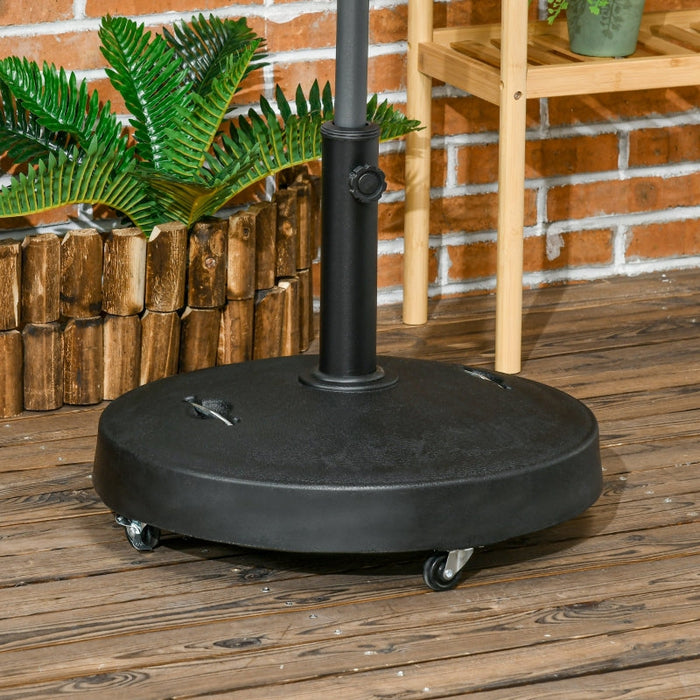 Parasol Stand Mobile with Wheels for Ø38/48mm Poles, 23.5kg Resin Black