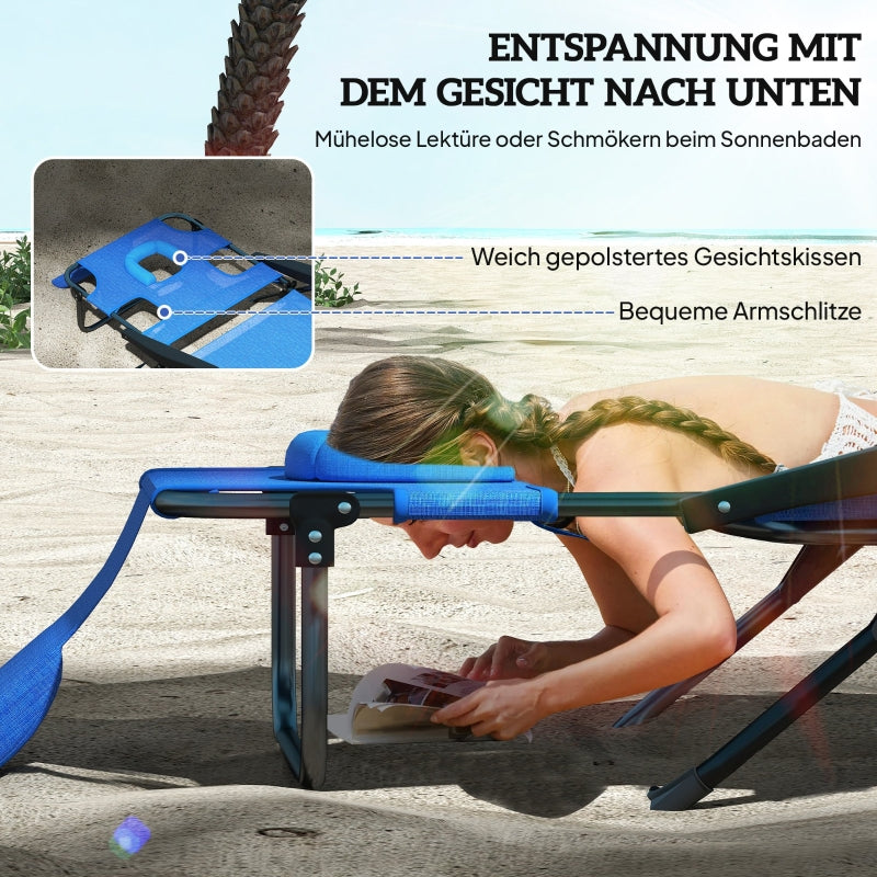 Sonnenliege, klappbar, wetterfest, Schwarz + Dunkelblau
