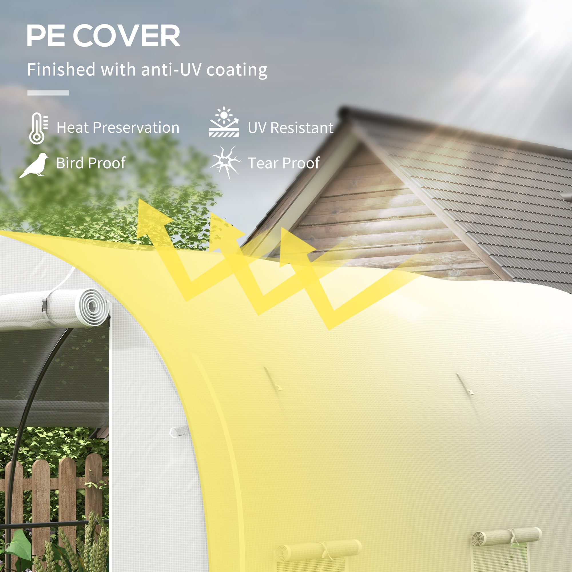 Polytunnel Greenhouse 296 x 196cm Steel Frame White