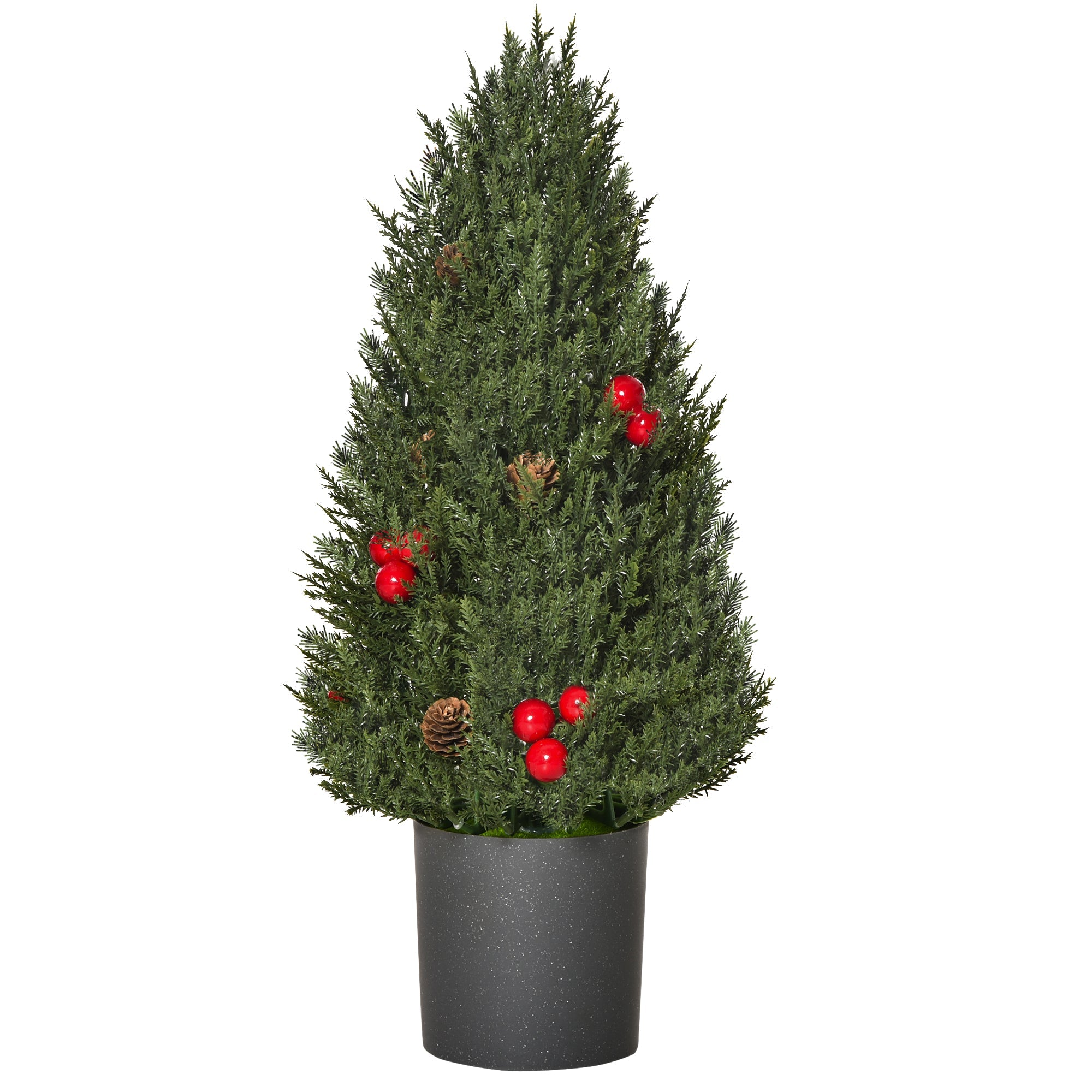 Christmas Tree 50 cm, Berries and Pine Cones, Green PVC PE