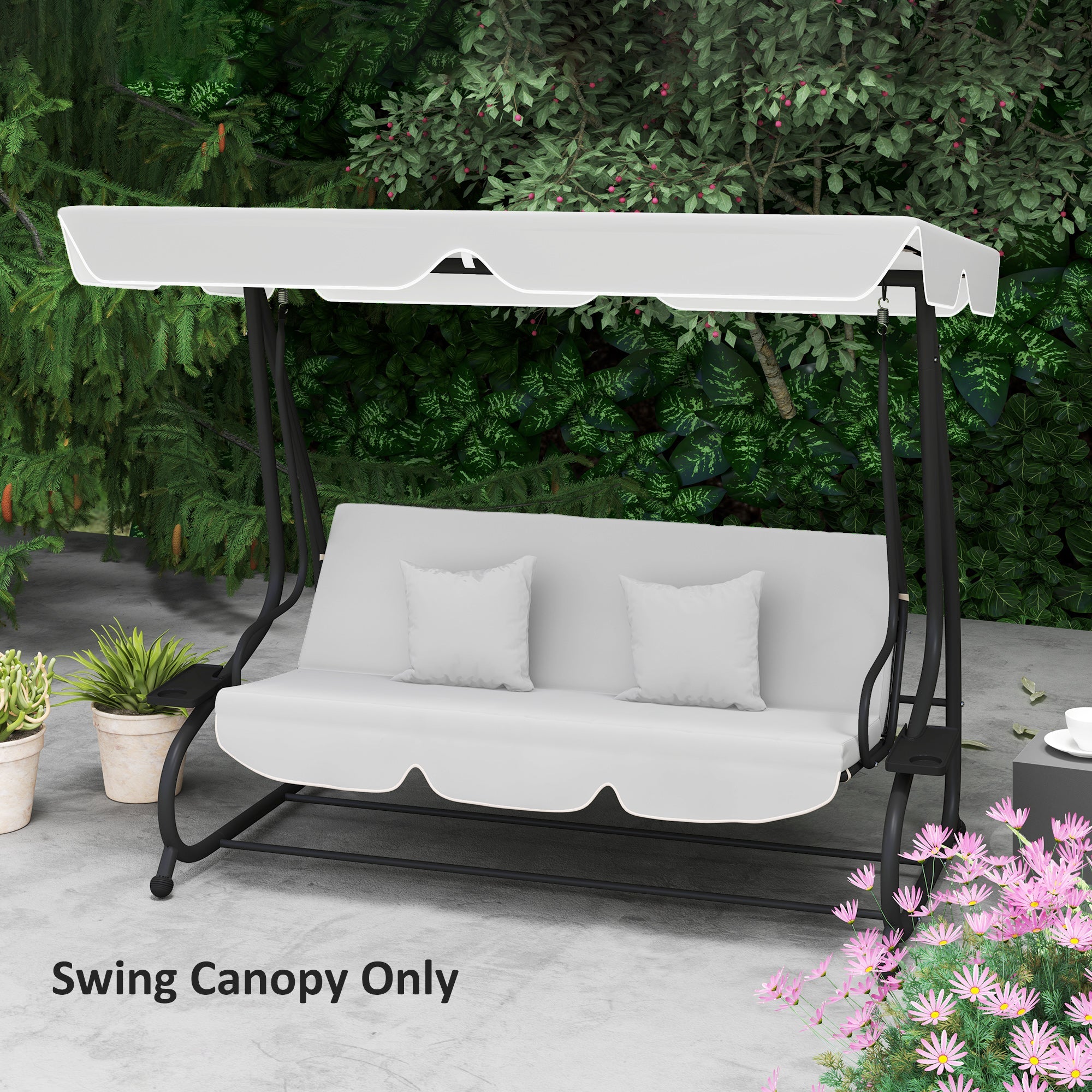 Swing Chair Canopy Replacement 145x200cm Light Grey Polyester