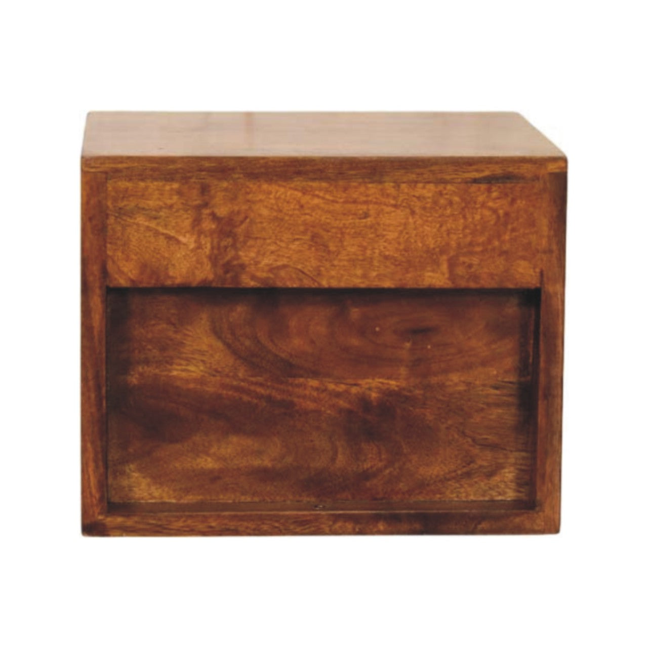 Solis Chestnut Nightstand, Wall Mounted 2 Drawers, Solid Wood Dark Brown