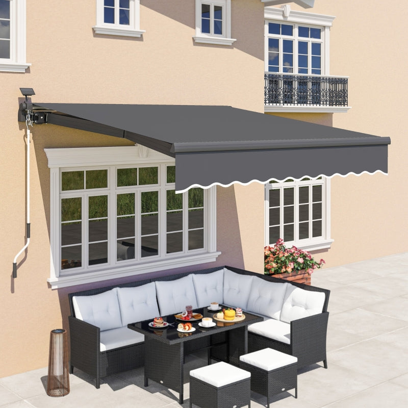Clamp Awning, Hand Crank Solar Light UV 50+, 300cm, Gray