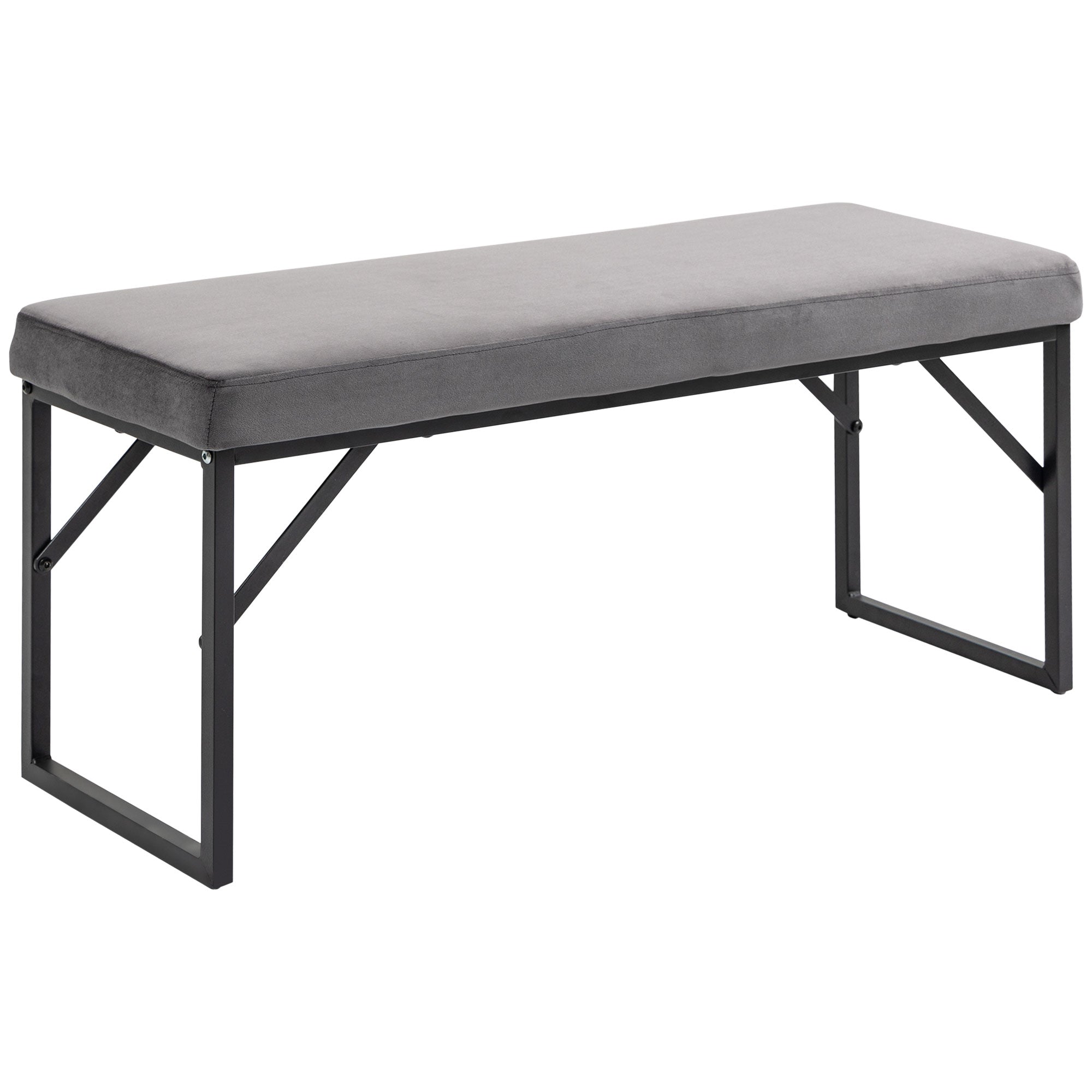 Upholstered Bench Bed/Dressing/Hallway Bench for Living Room & Bedroom, Velvet Look Dark Grey