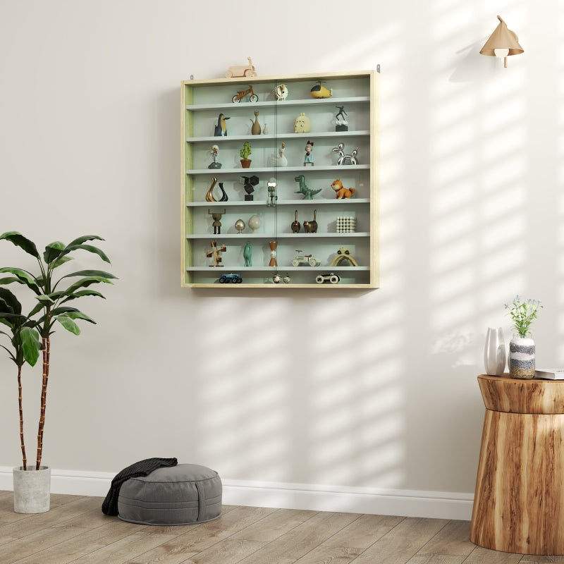 Six Shelf Display Cabinet with Glass Doors, Brown