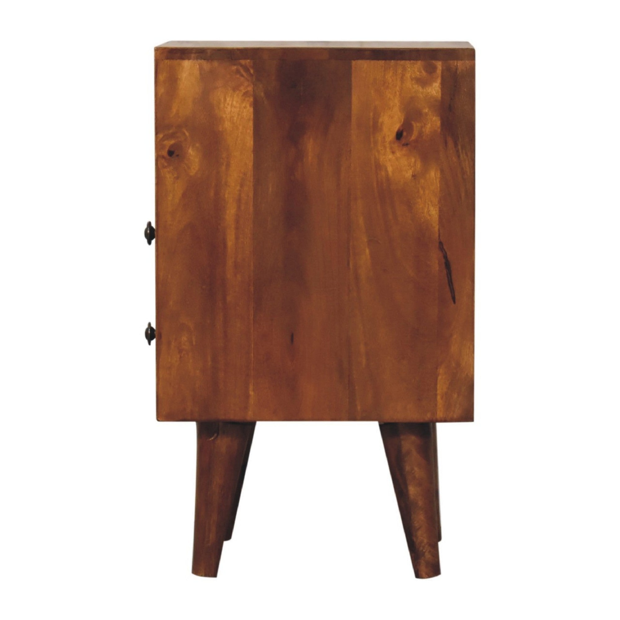 Solid Wood Bedside, 2 Drawers and Open Slot, Dark Brown