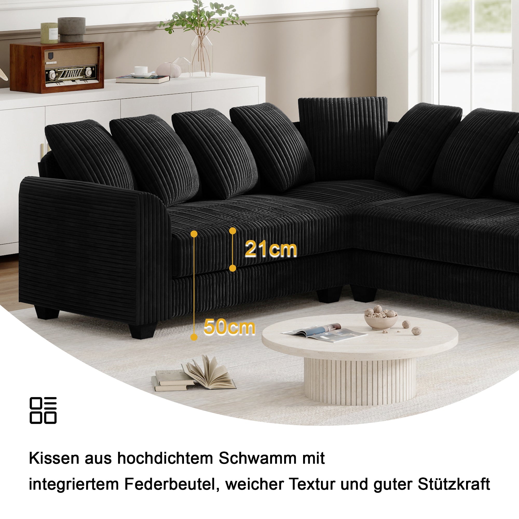 Modular Combination Sofa L-Shaped Corner Module Steering Cushions