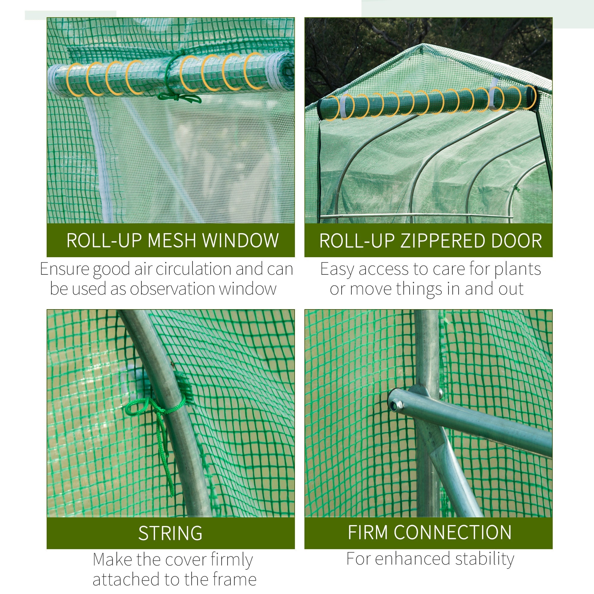 Polytunnel Greenhouse 4x2M Walk-in with Windows and Door, Green