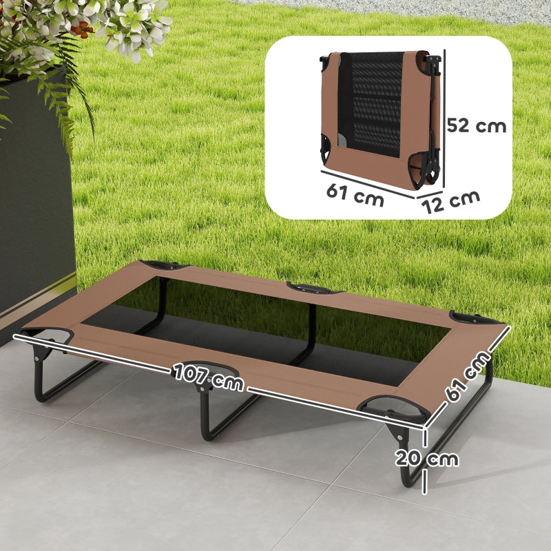Portable Elevated Dog Bed, Breathable Mesh for Large Dogs, Coffee