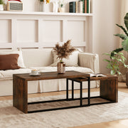 Couchtische, verschachtelt, multifunktional, verschiedene Formen, schwarzes und braunes Metall