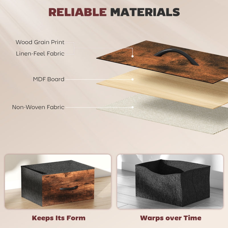 Chest of Drawers, Four Fabric Drawers, Rustic Brown