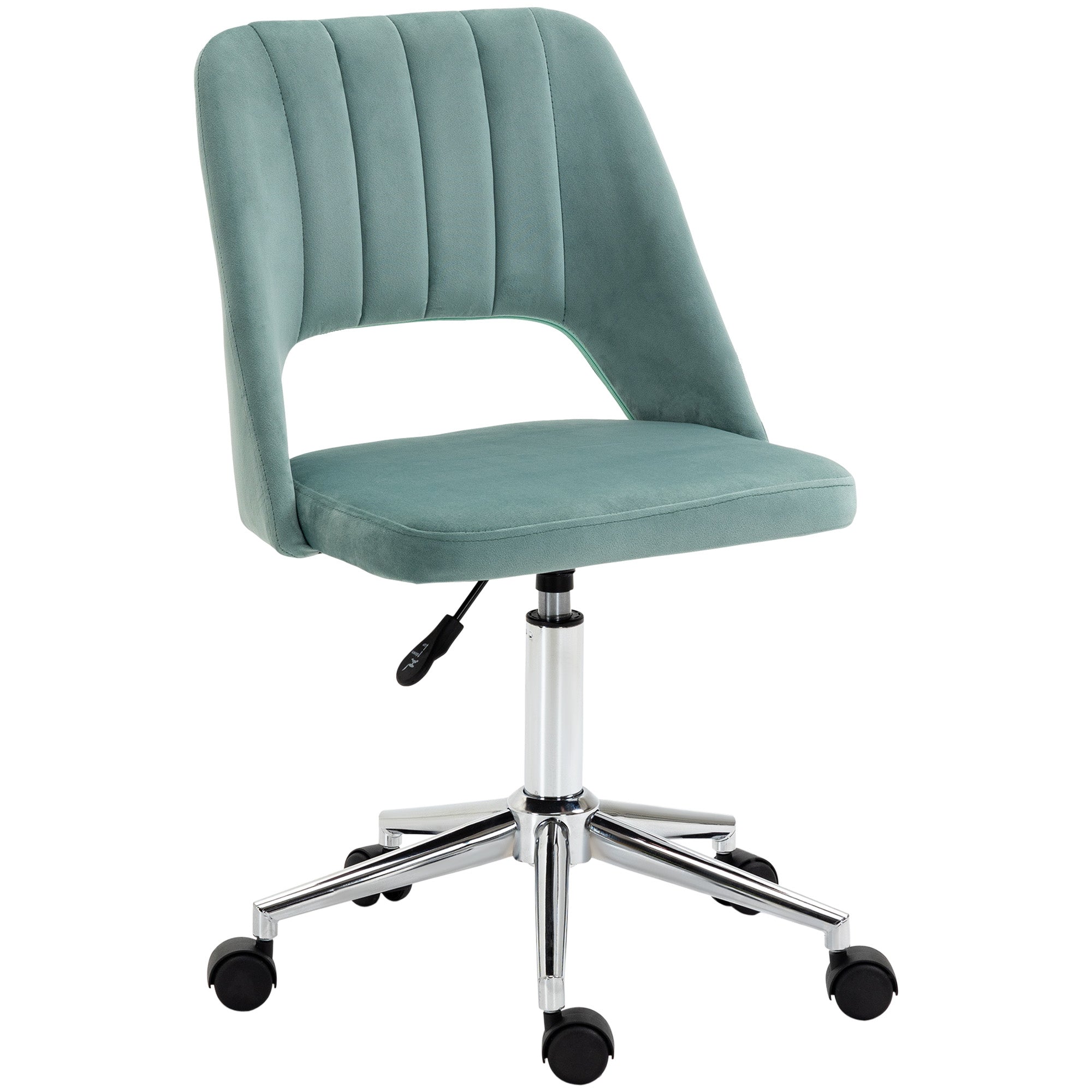 Vinsetto Desk Chair, Adjustable Swivel Office without Armrests, Green Velvet