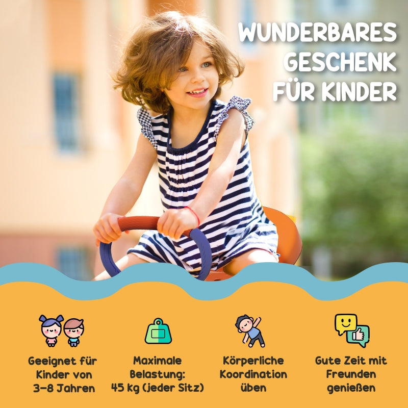 Children's Rocking Chair with 360° Rotation and 2-Seater Garden Rocker, UV-Resistant Metal
