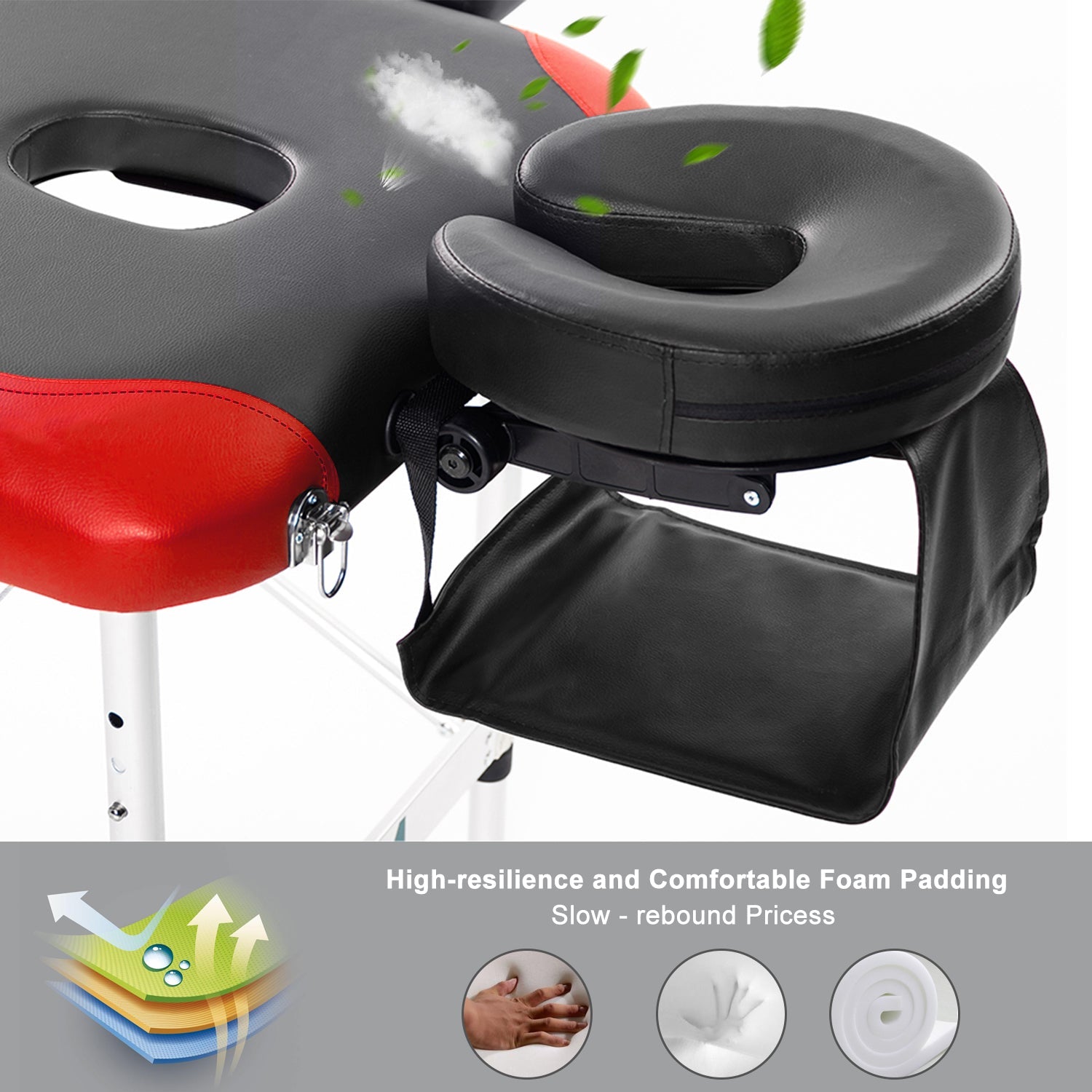 Massage Table Couch Bed Aluminium Deluxe Lightweight Professional Beauty Tattoo Spa 3 Section with Premium PU Leather and 5 cm High Density Multi-Layer Foam Headrest Arm support and Carrying Bag, Red