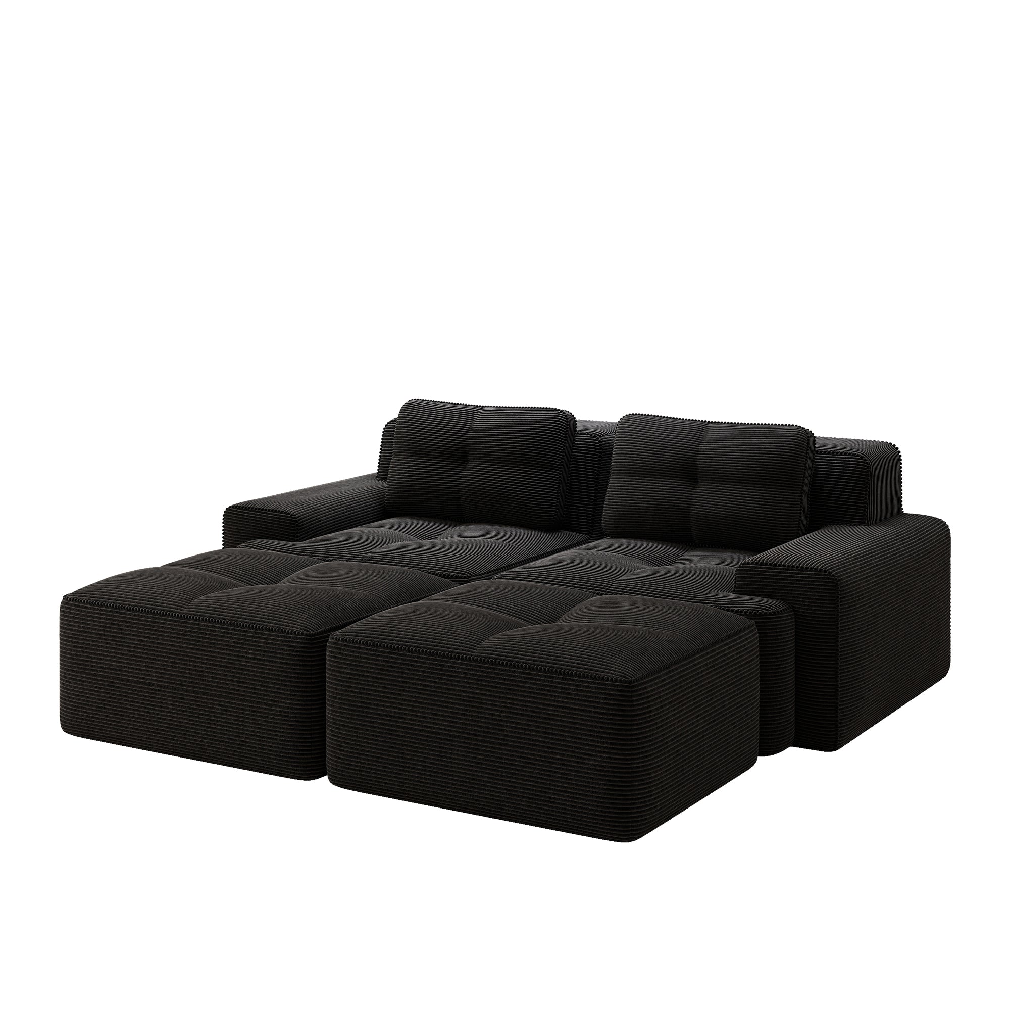 Cloud Modular Sofa U-shaped Ottoman Deep Seat - Corduroy Black