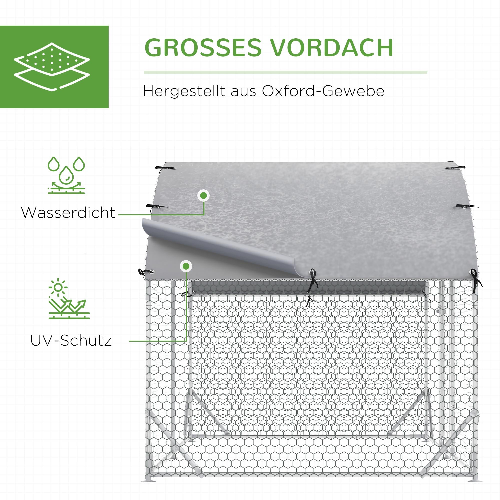 Chicken Coop Free-Range Enclosure, UV-Resistant Cover, Steel Silver