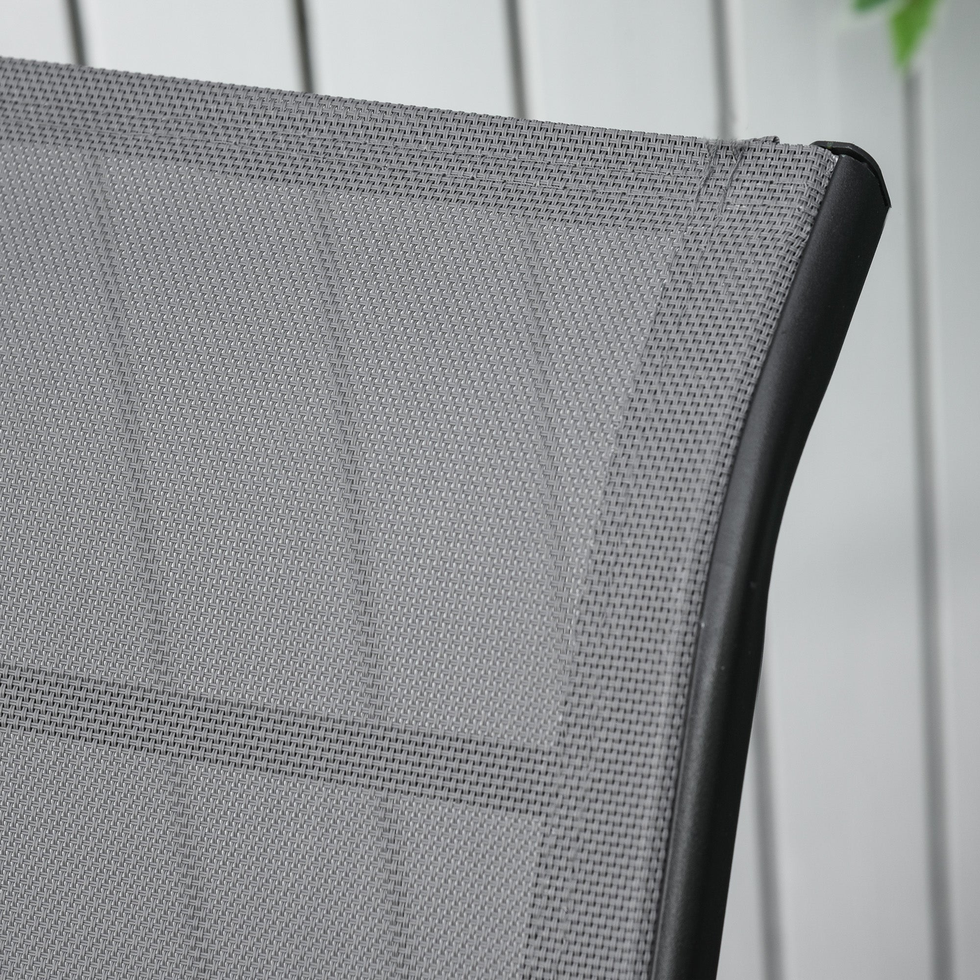 Set of 2 Outdoor Sun Lounger 10-Position Adjustable Reclining Chairs with Footrest, Texteline Grey