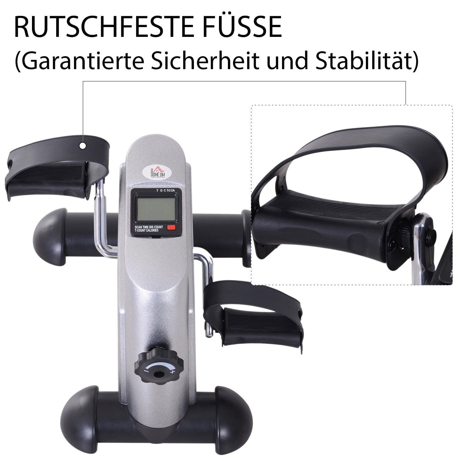 Exercise Bike Pedal Trainer, Mini Bike with LCD Display, Silver