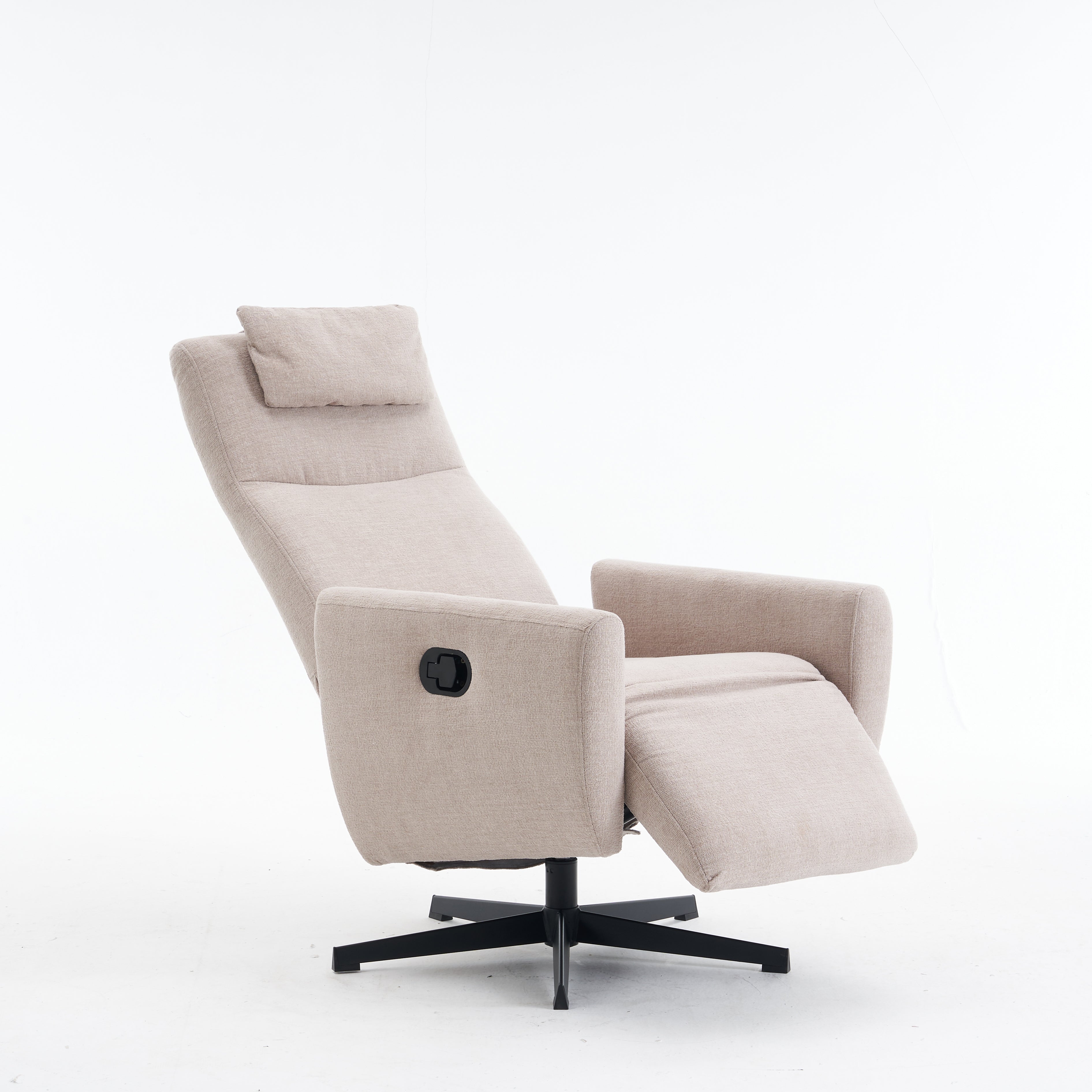 Recliner with Pillow Padded Seat and Footrest, Chenille Fabric, Grey