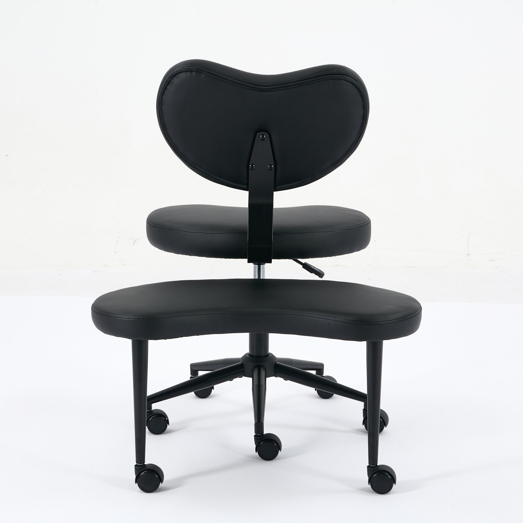 Meditation Chair Plus, Cross Legged Desk Chair with Wheels and Lumbar Support, Black PU
