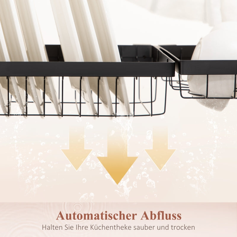 Geschirrständer, Modulares Geschirrregal, Metall, Schwarz