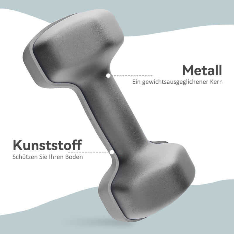 Dumbbell Set 2 x 6 kg Hexagonal Non-Slip - Grey