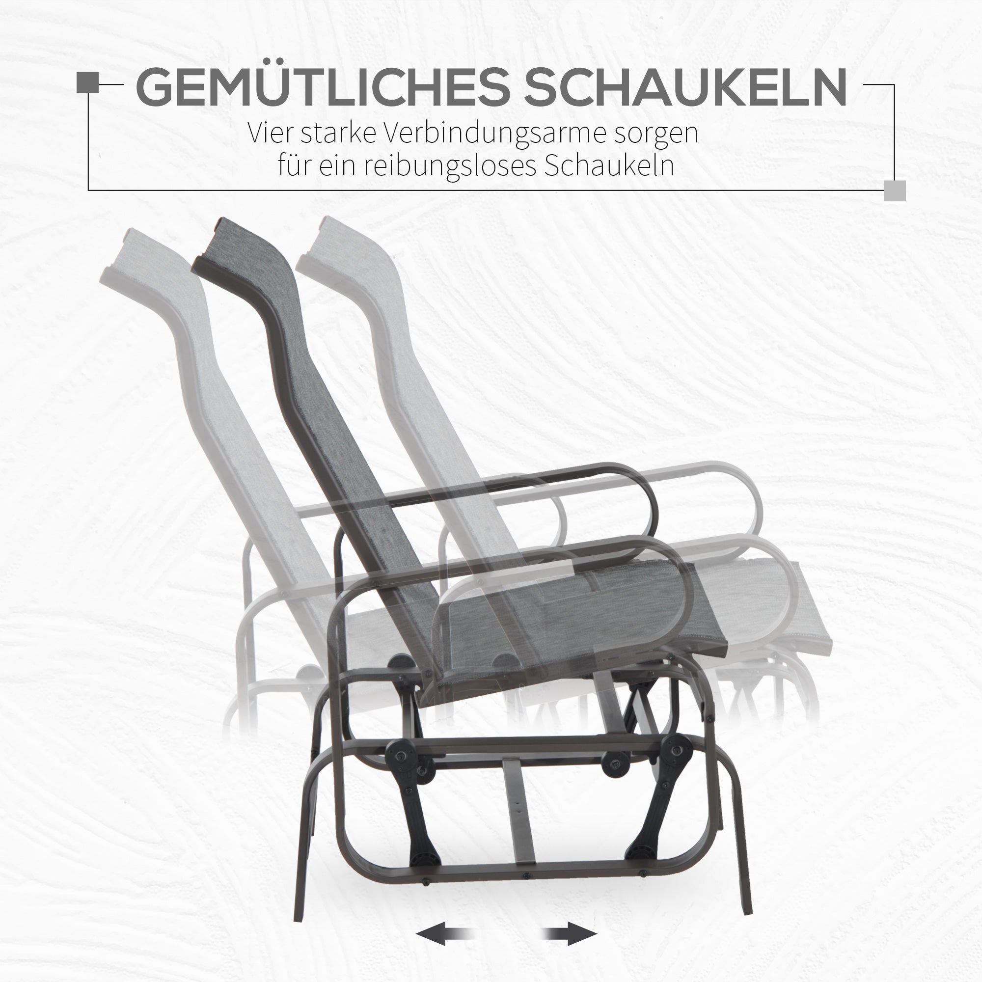 Rocking Chair/Relax Chair 60x75x104cm Metal Garden Swing with Texteline