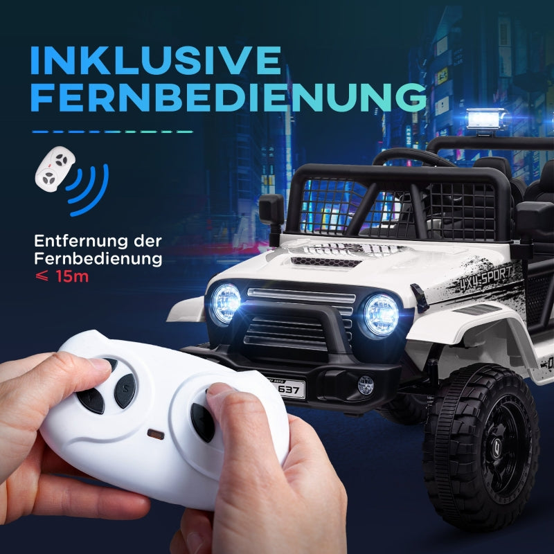 Electric Children's Car, 12V Off-Road with Remote Control, White