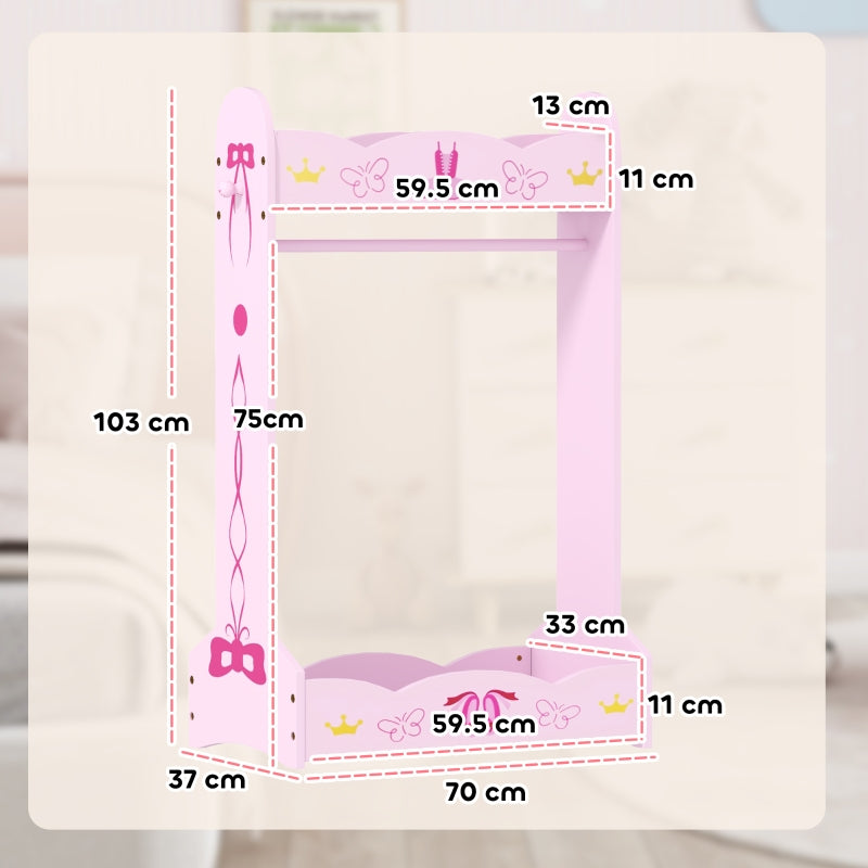 Kids Clothes Rail, Two Shelves 3-8 Years, Pink