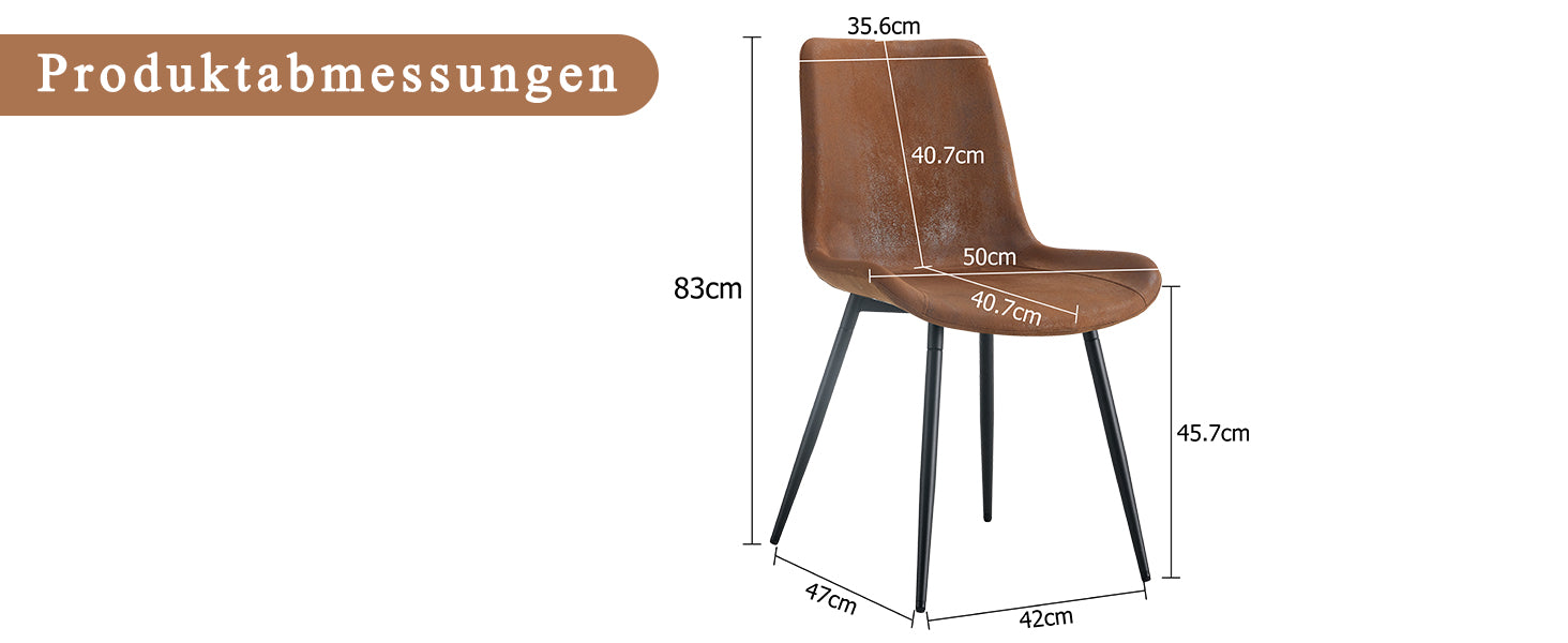 Dining Chairs Set of 4 Widened Seat Metal Legs - Brown Tech-Fabric