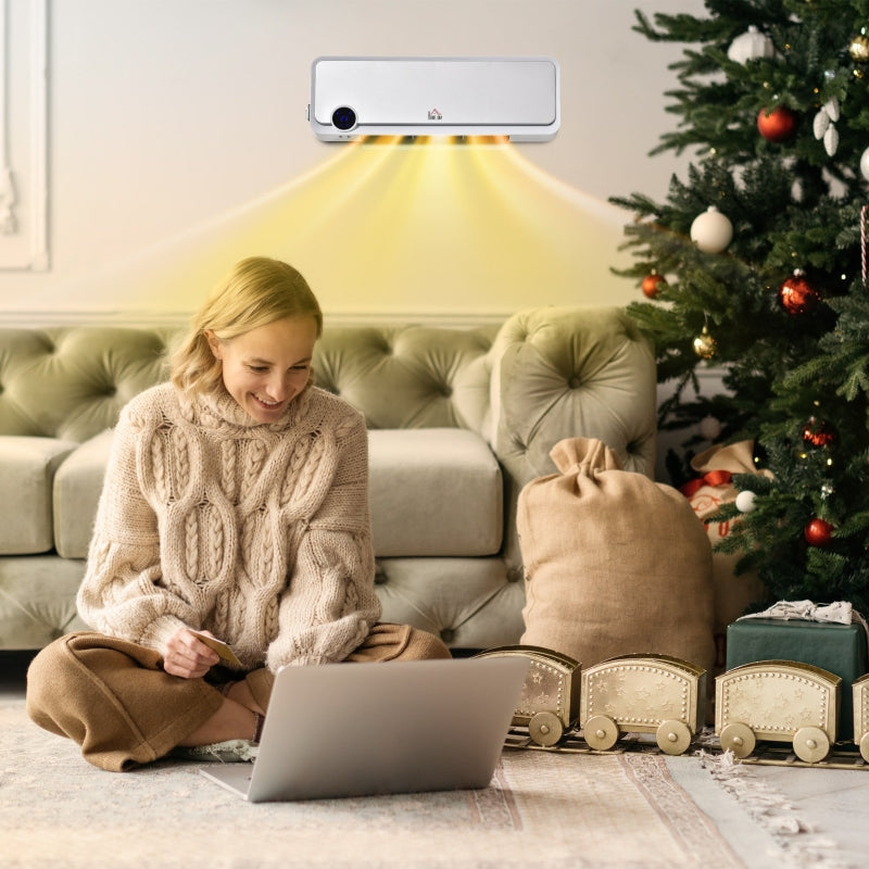 Wall-Mounted Fan Heater, 2000W with Remote Control, LED Display, 12h Timer