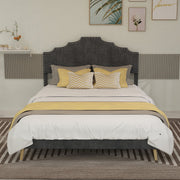 Soft Bed 140x200cm Modern Minimalist Comfortable Headboard Low Box Frame Gray