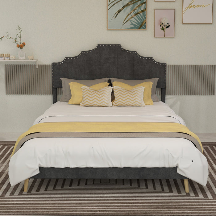 Soft Bed 140x200cm Modern Minimalist Comfortable Headboard Low Box Frame Gray