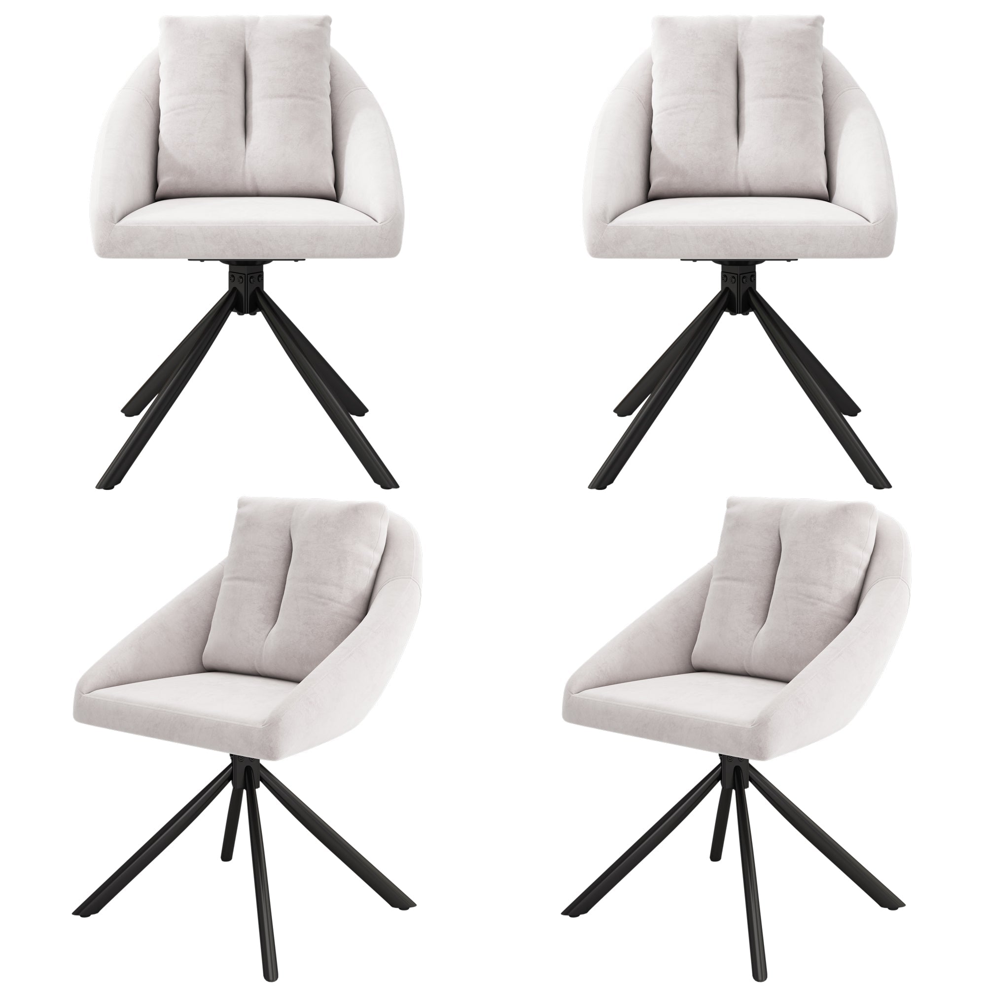 Modern Swivel Dining Chair with Ergonomic Design, Set of 4, Beige Velvet