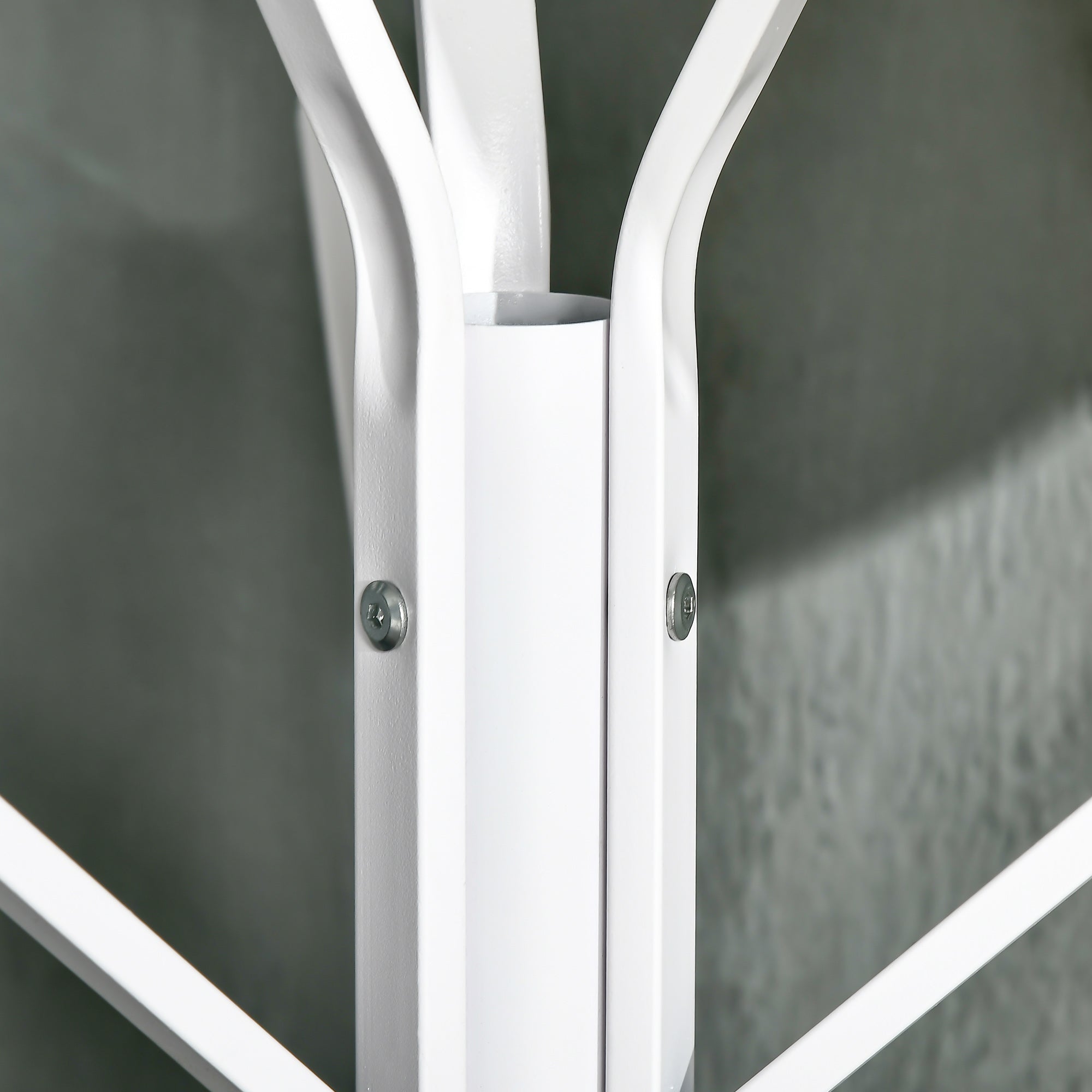 Freestanding Coat Rack Stand 9 Hooks 1 Shelf Metal White