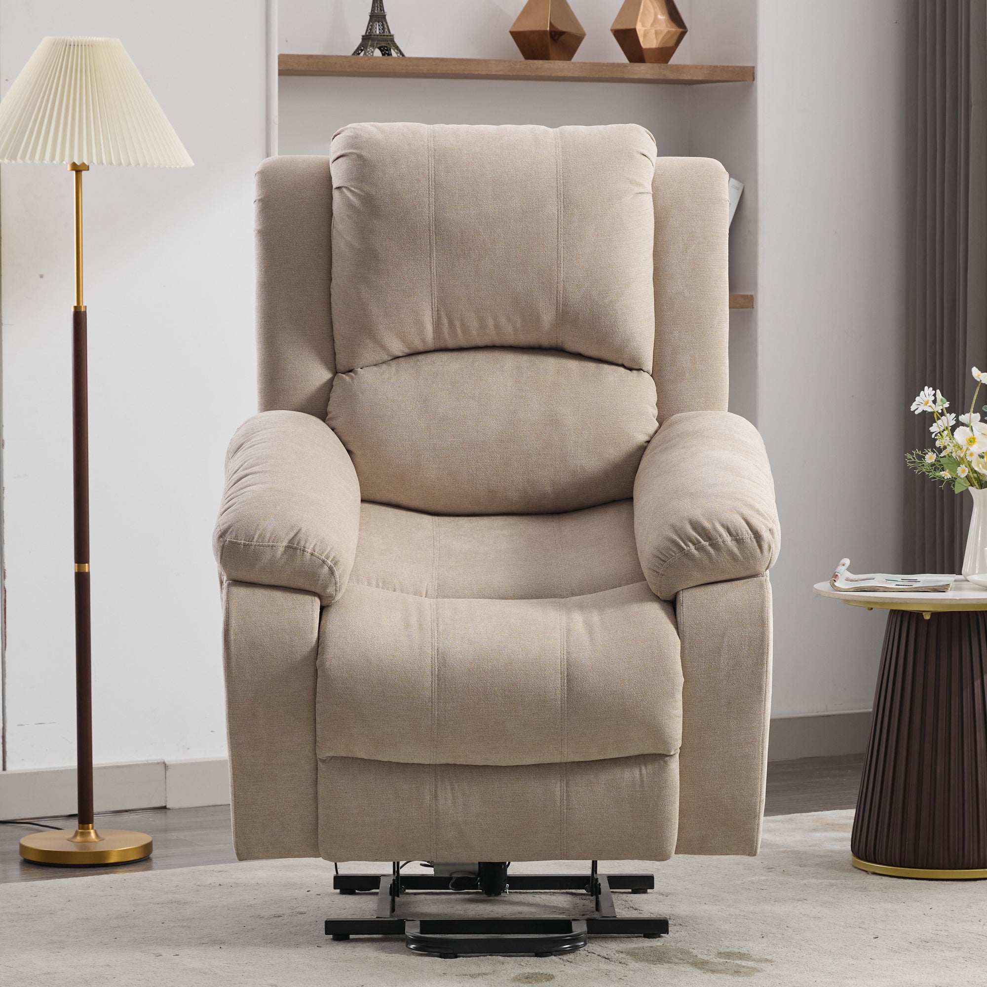 Power Massage Lift Recliner Chair with Heat & Vibration for Elderly, Heavy Duty Fabric