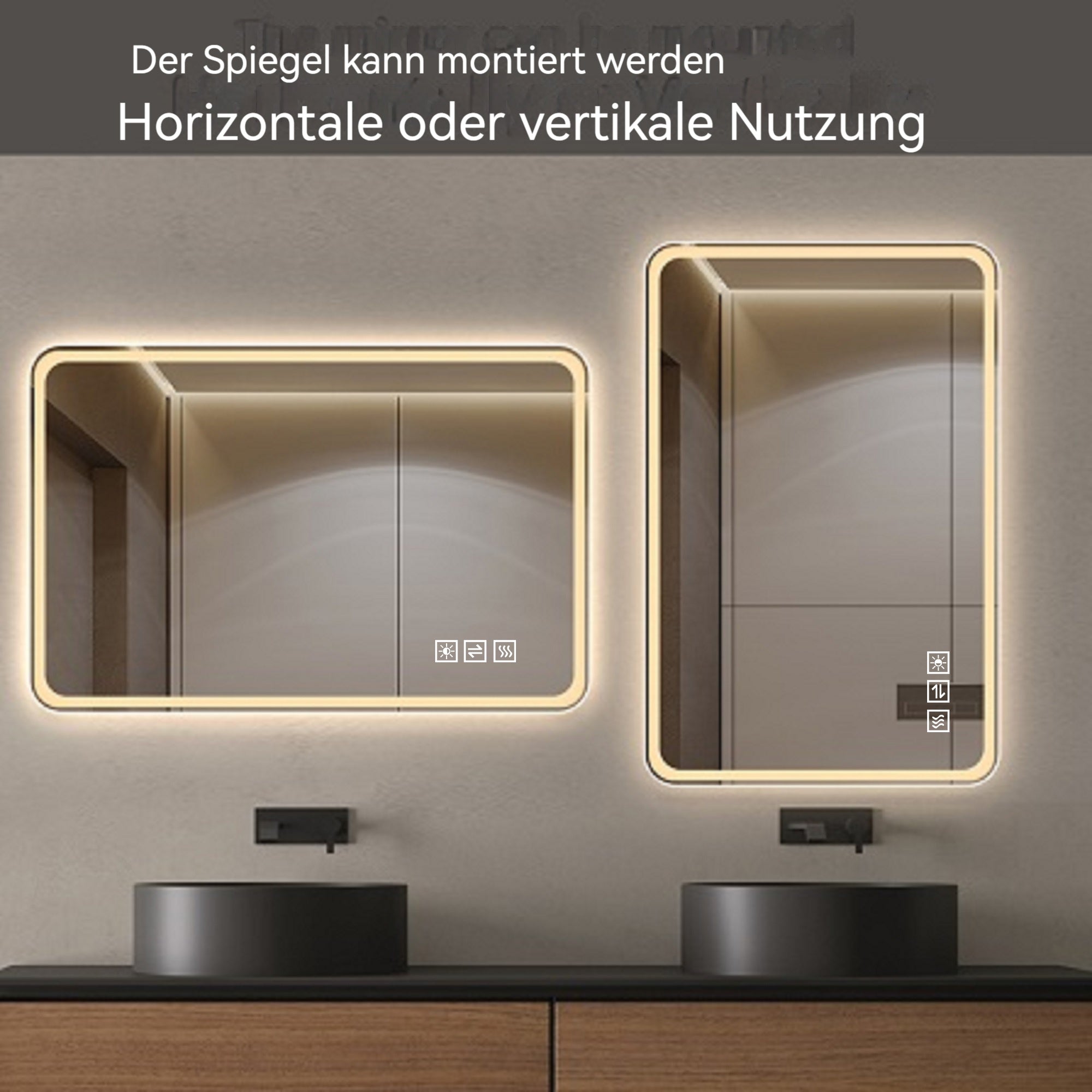 Frameless LED Bathroom Mirror 60*100cm, Anti-Fog, Dimmable, Shatterproof Tempered Glass