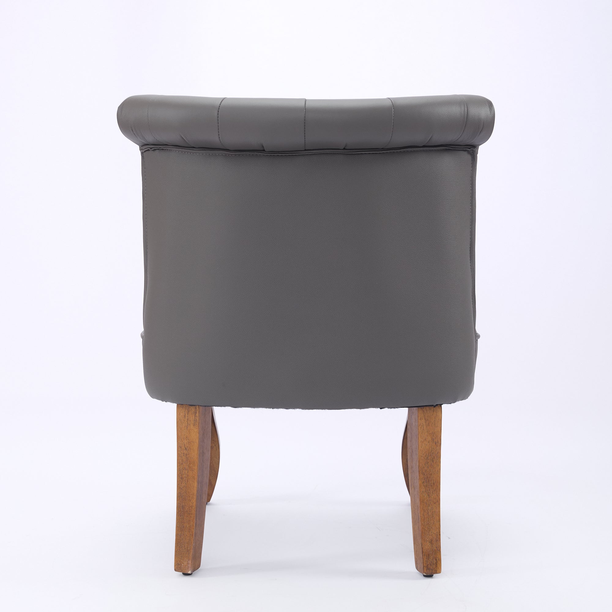 Lounge Chair Genuine Leather Solid Rubberwood Legs - Grey
