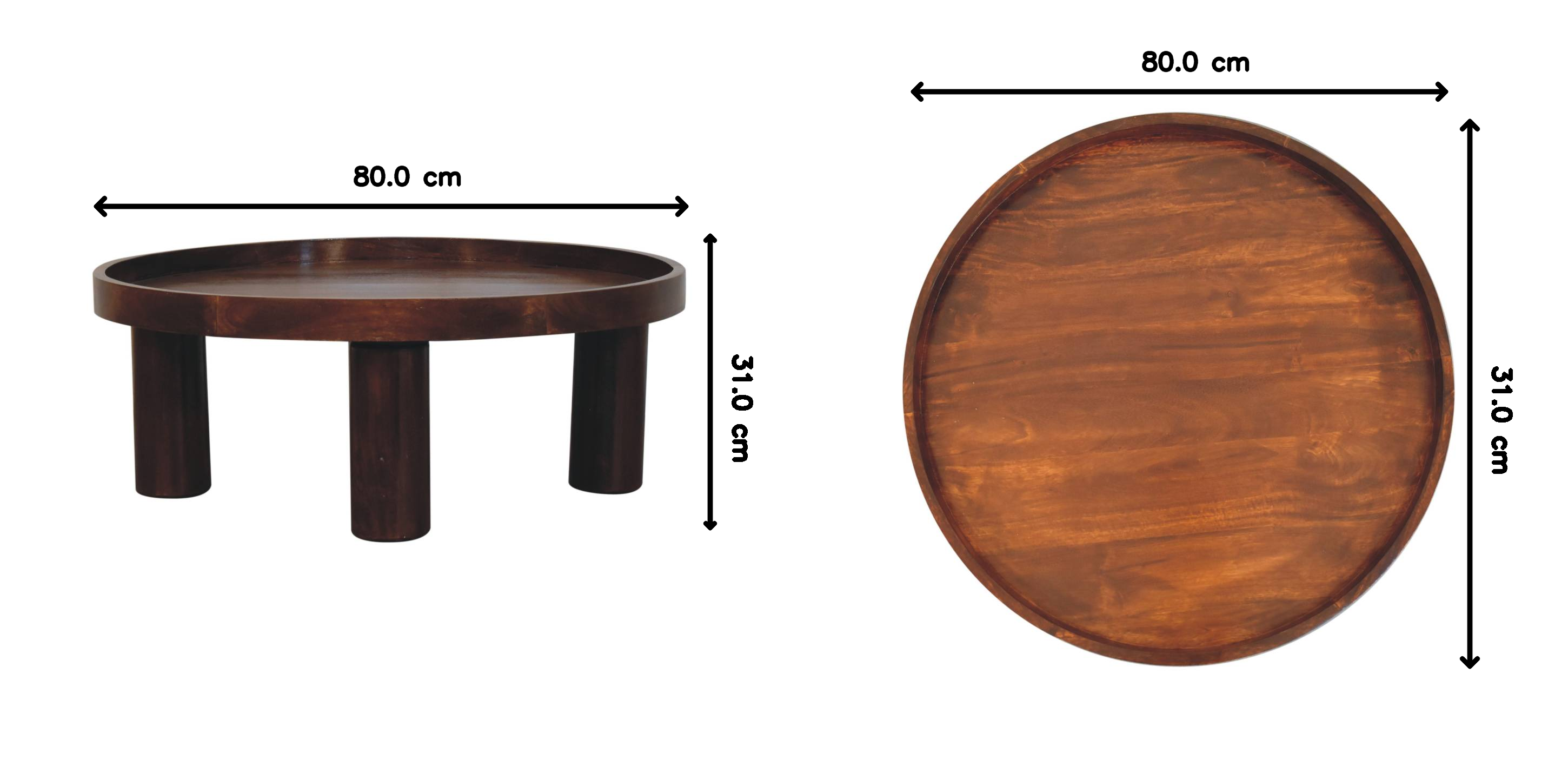 Crescent Coffee Table Solid Mango Wood