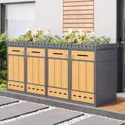 Bin Storage Unit with Green Roof for Four 120-240L Bins, Anthracite Wood-Look