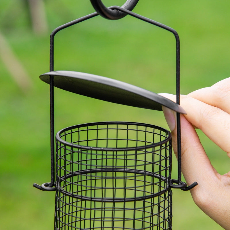 Vogel-Futterstation, 208 cm, 4 Haken, Vogelbad, Stahl, Schwarz