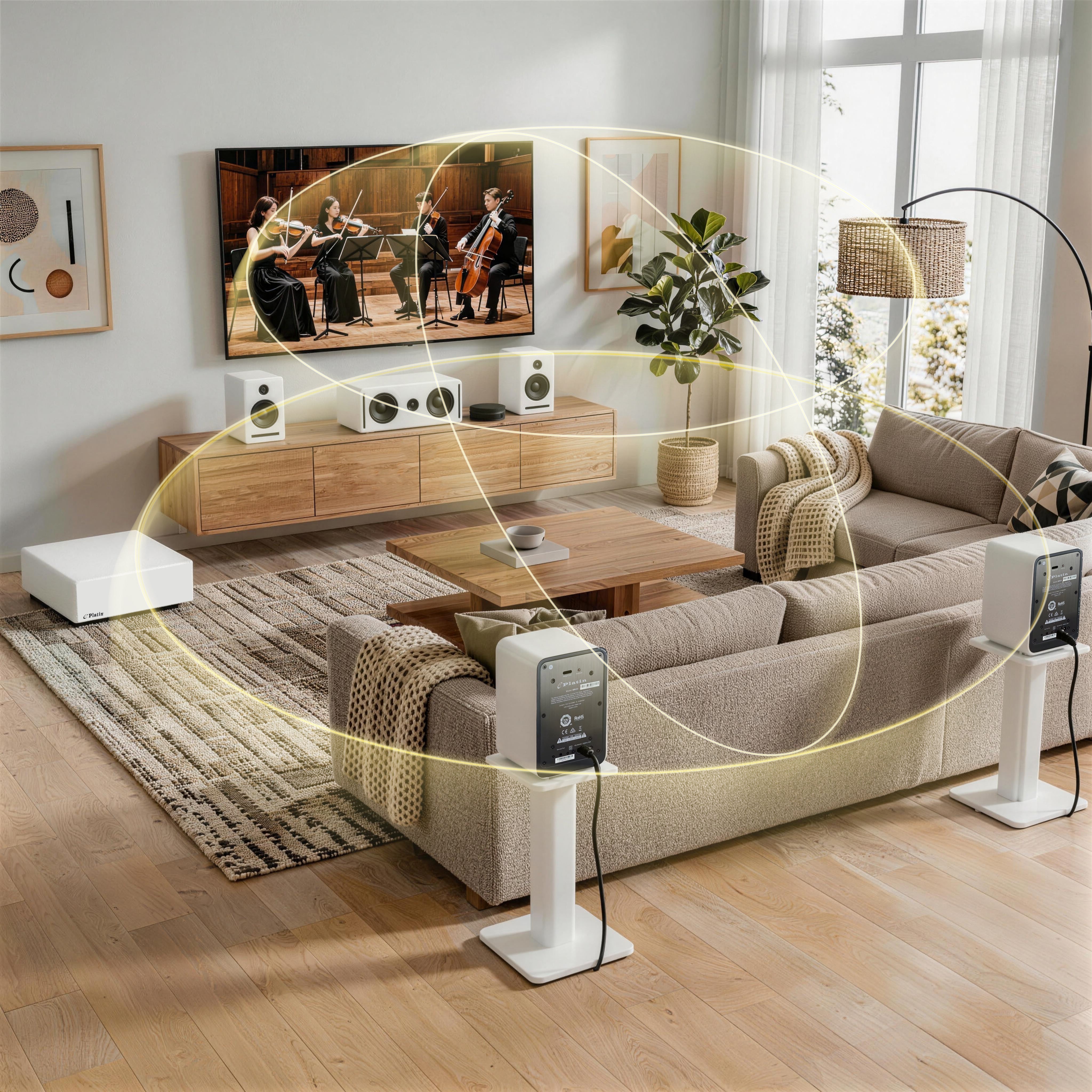 5.1 Wireless Home Cinema System Dolby Atmos WISA Low Latency Monaco Surround Set - White
