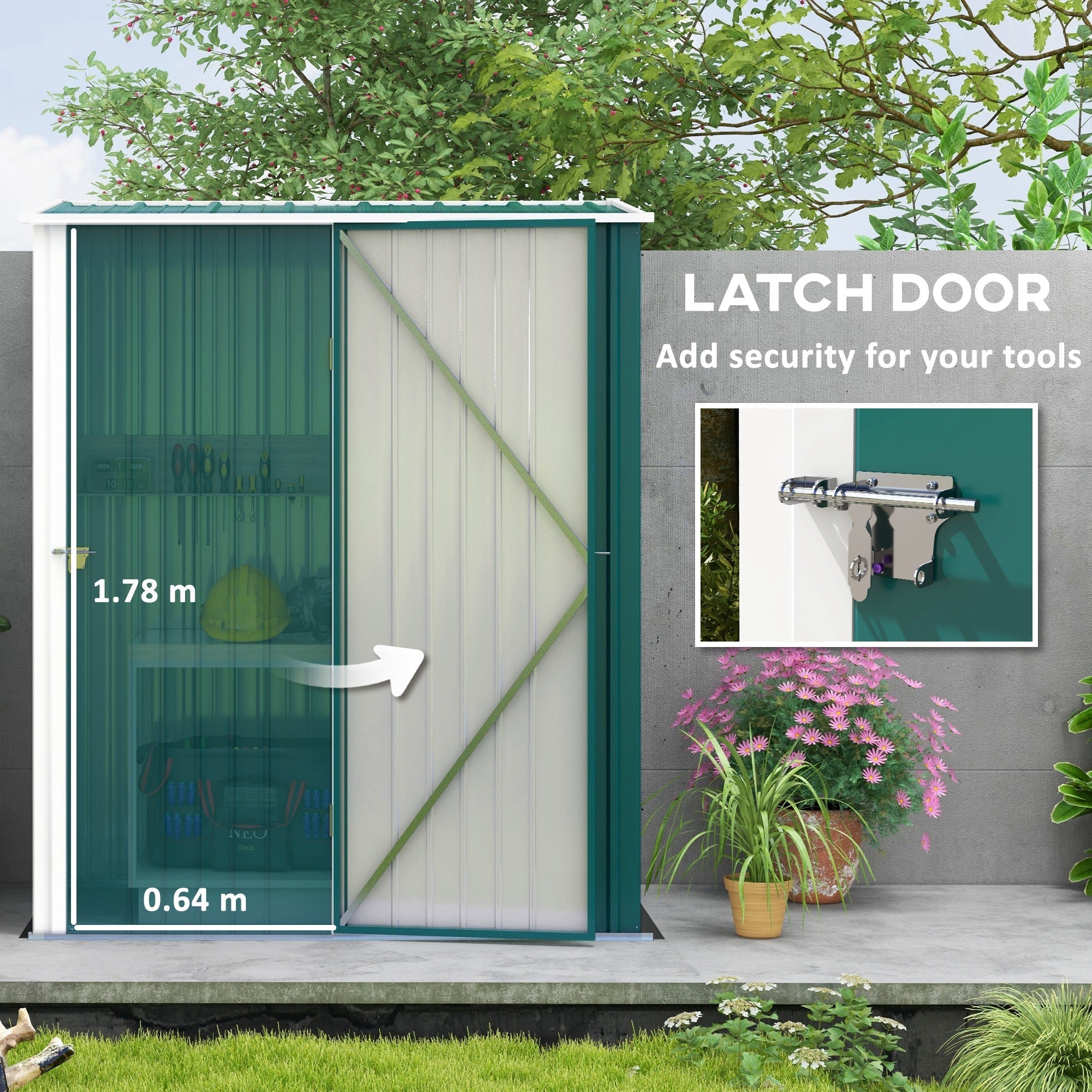 Garden Shed 5.3 x 3.1ft Corrugated Steel Green