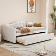 Daybed Sofa Bed 90x200cm Pull-out Bed Minimalist - Linen Beige