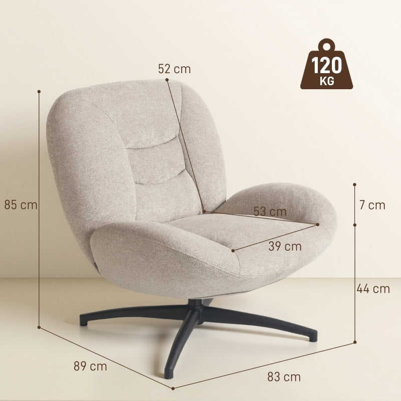 Swivel Upholstered Accent Chair Steel Base - Cream White