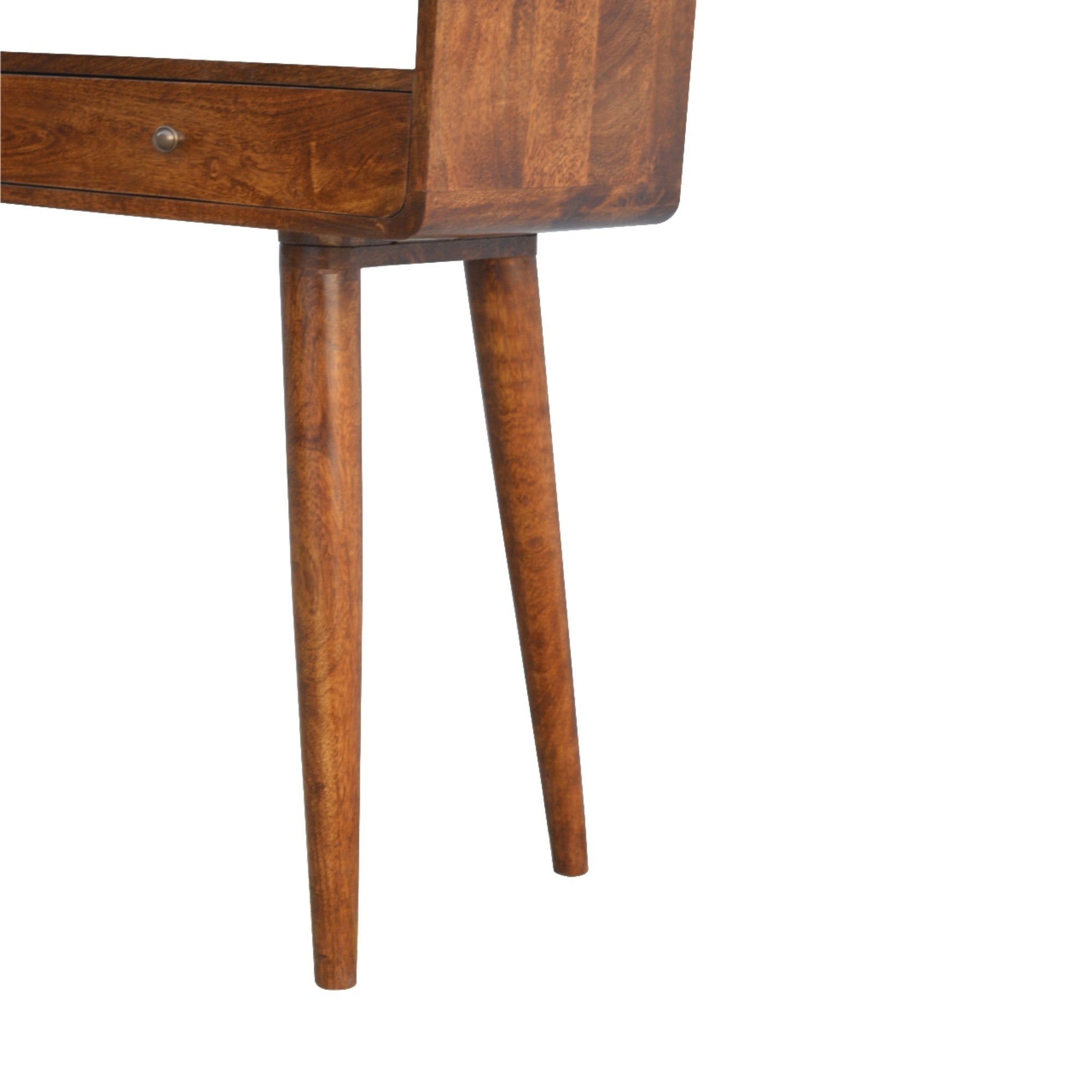 Solid Wood Console Table with 2 Drawers and 1 Open Slot, Dark Brown Chestnut