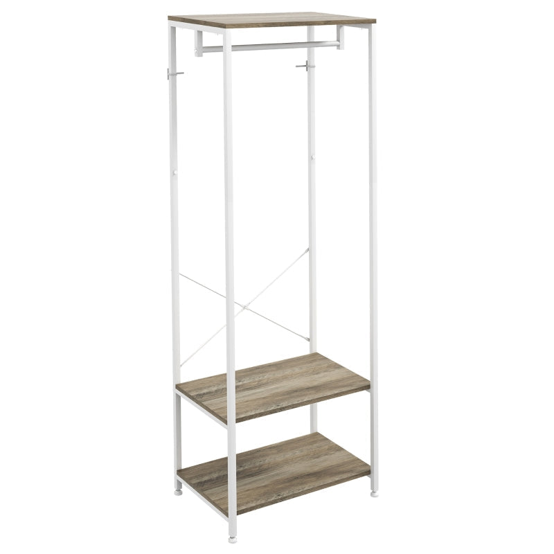 Hallway Coat Rack and Shoe Bench Tree, 2-in-1 Entryway Storage, Grey