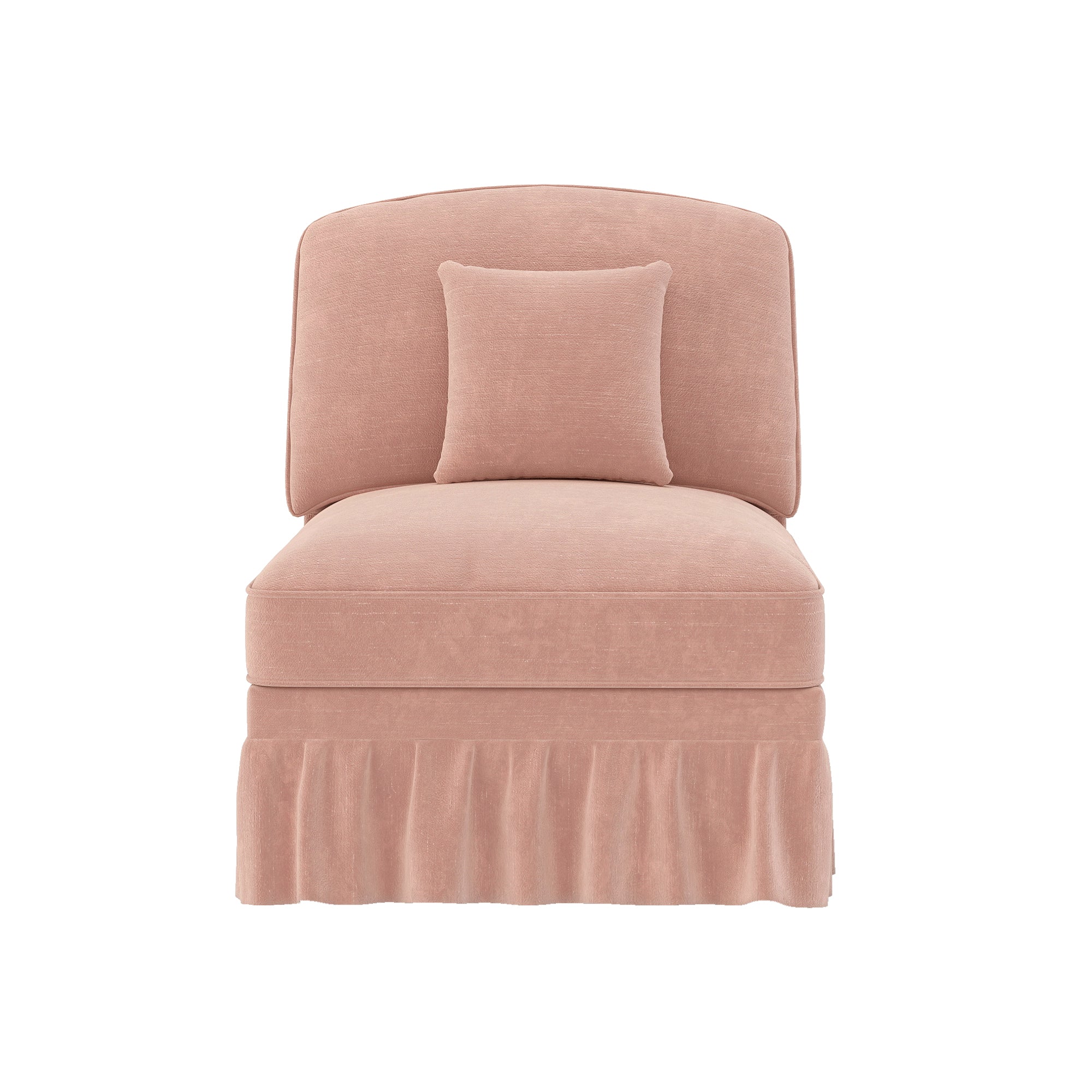 Windsor Armless Sofa with 1 Cushion, Chenille - Pink