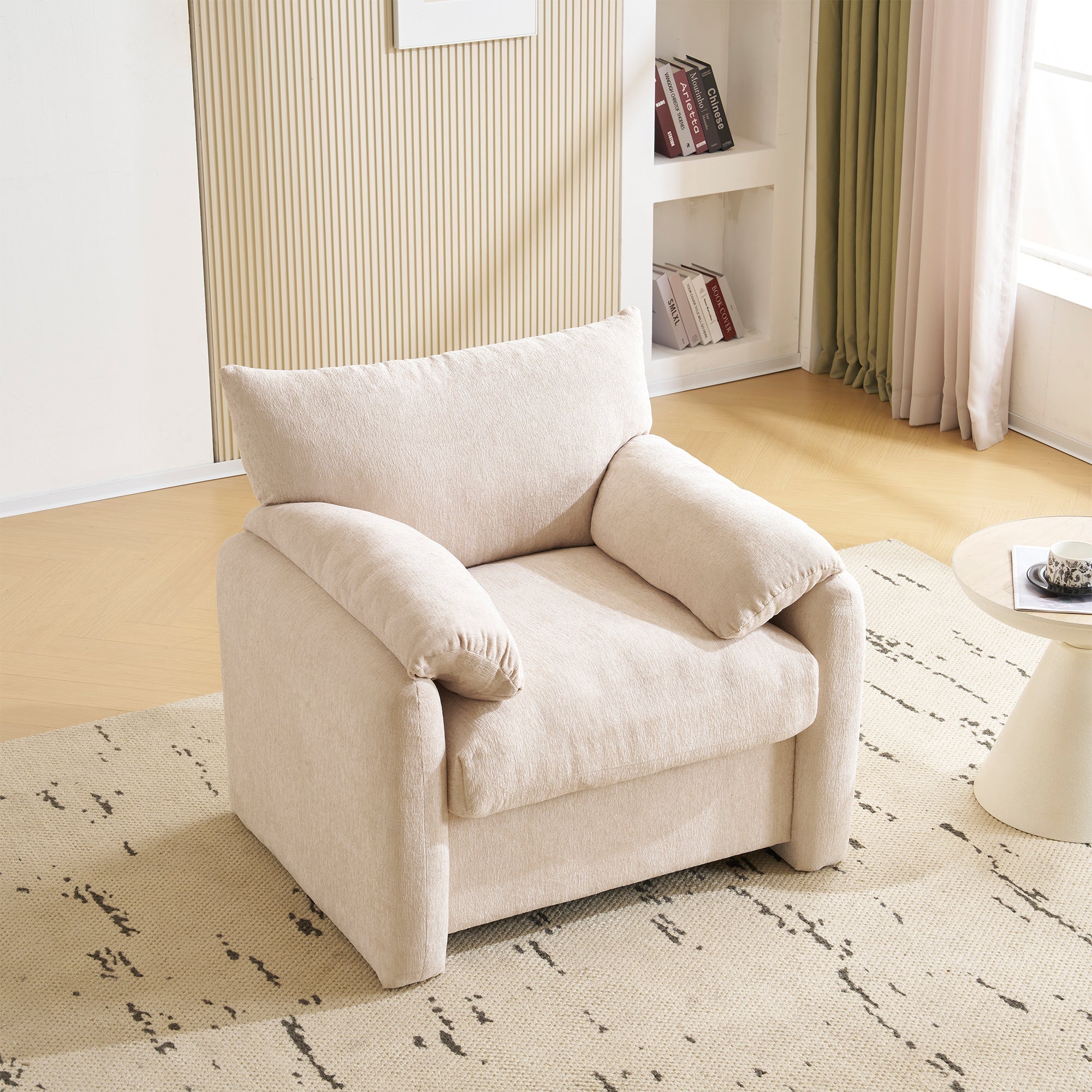 Modern design oversized armchair, decorative single sofa leisure chair, chenille fabric - Clearance