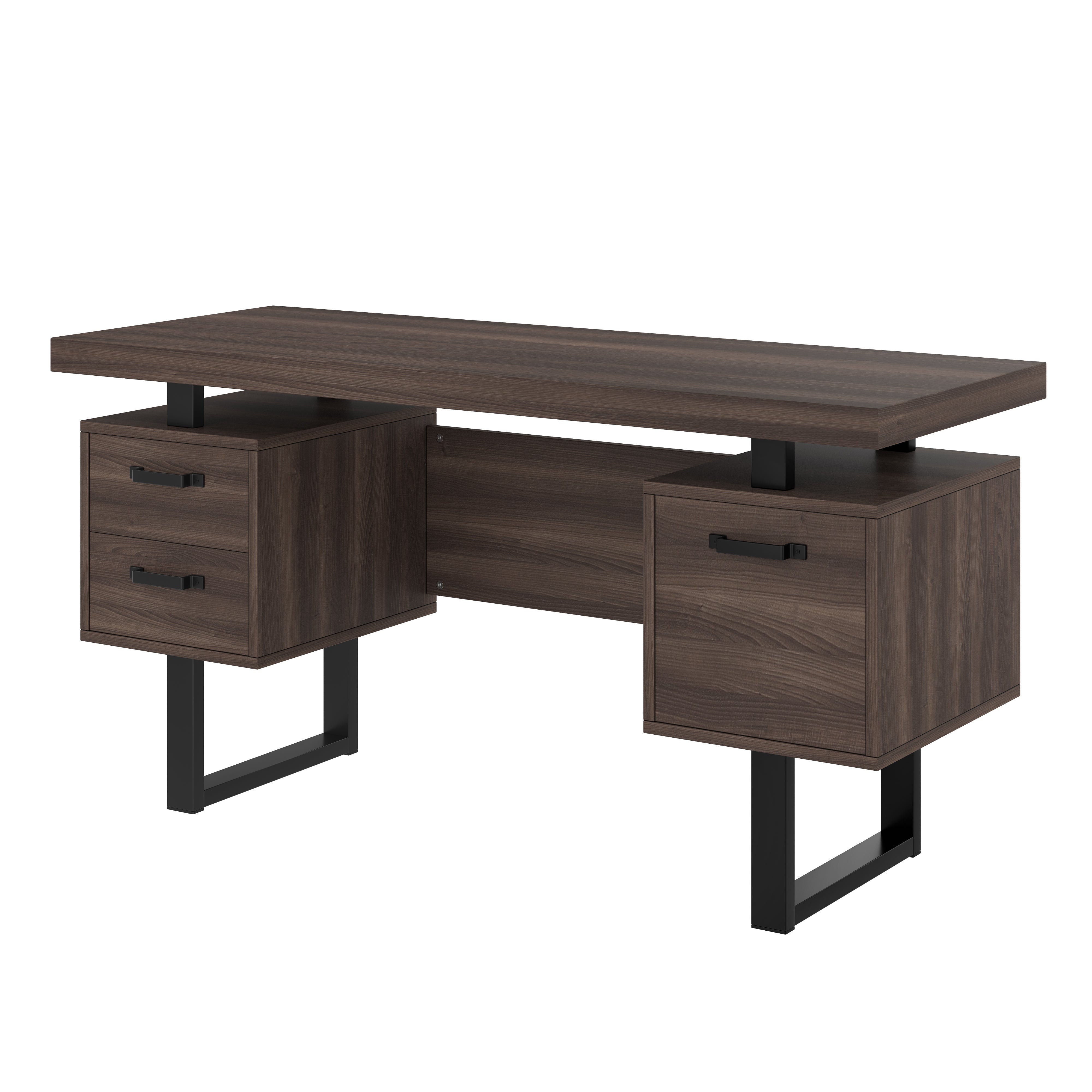 Simple Office Desk with Silent Drawer and File Drawer, 135 x 54 cm, Brown